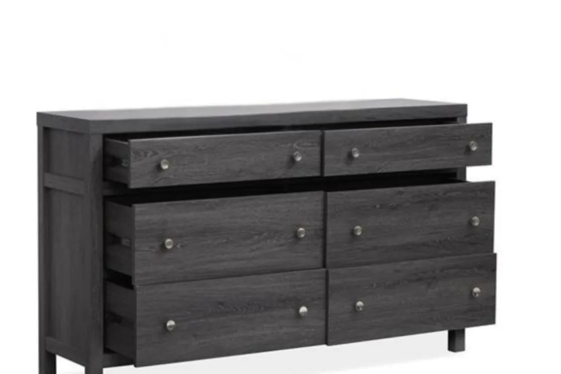 Mor Furniture Merrifield Panel Bed, Dresser, Mirror & Nightstand In Pecan Sandy, Twin