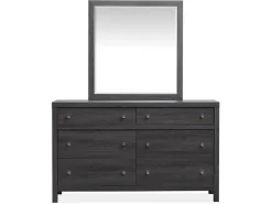 Mor Furniture Merrifield Panel Bed, Dresser, Mirror & Nightstand In Pecan Sandy, Twin