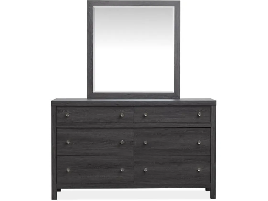 Mor Furniture Merrifield Panel Bed, Dresser, Mirror & Nightstand In Pecan Sandy, Twin