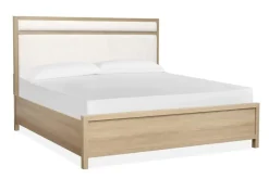 Mor Furniture Merrifield Upholstered Bed, Dresser, Mirror & Nightstand In Raisin Black, Twin