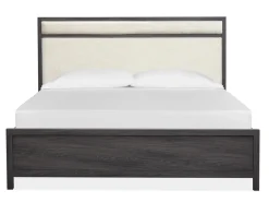 Mor Furniture Merrifield Upholstered Bed, Dresser, Mirror & Nightstand In Raisin Black, Twin