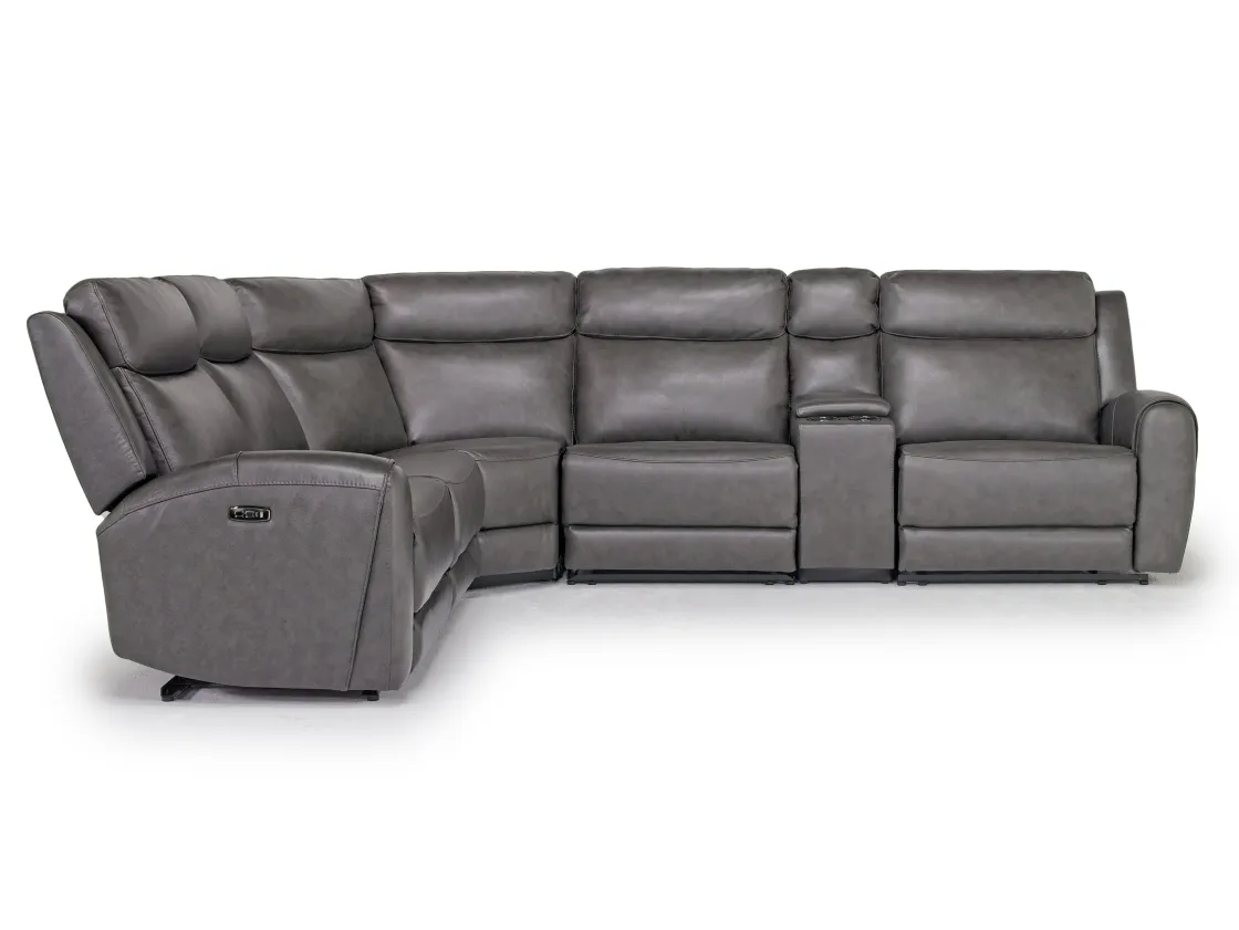 Mor Furniture Mia 6 Piece 2 Power Sectional W/ 2 Power Armless Recliner In Gray