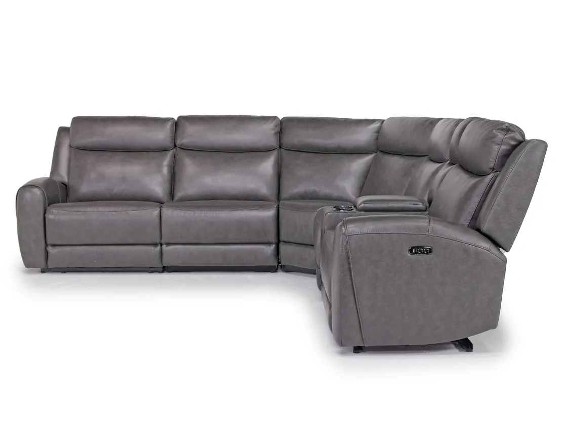 Mor Furniture Mia 6 Piece 2 Power Sectional W/ 2 Power Armless Recliner In Gray