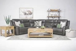 Mor Furniture Mia 6 Piece 2 Power Sectional W/ 2 Power Armless Recliner In Gray