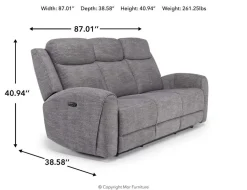 Mor Furniture Mia 2 Power Sofa In Gray