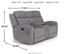 Mor Furniture Mia Reclining Console Loveseat In Gray