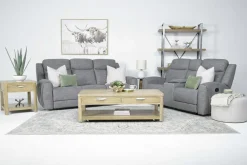 Mor Furniture Mia Reclining Sofa & Console Loveseat In Gray