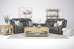 Mor Furniture Mia Reclining Sofa & Console Loveseat In Gray