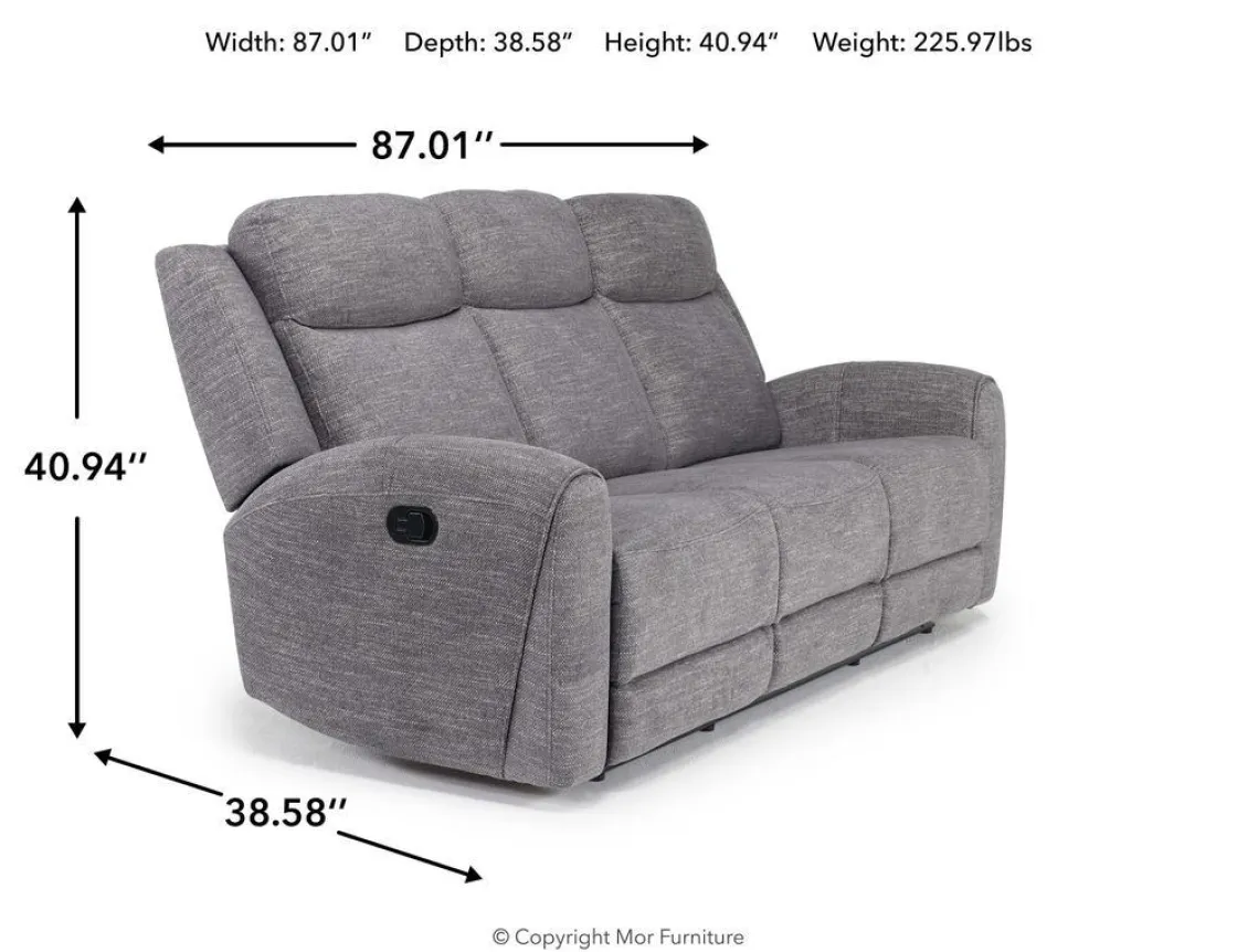 Mor Furniture Mia Reclining Sofa In Gray