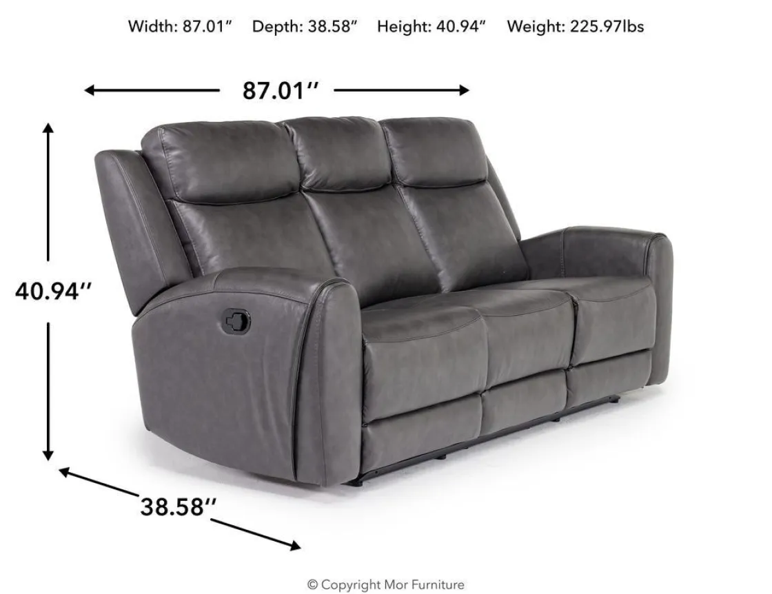 Mor Furniture Mia Reclining Sofa In Gray