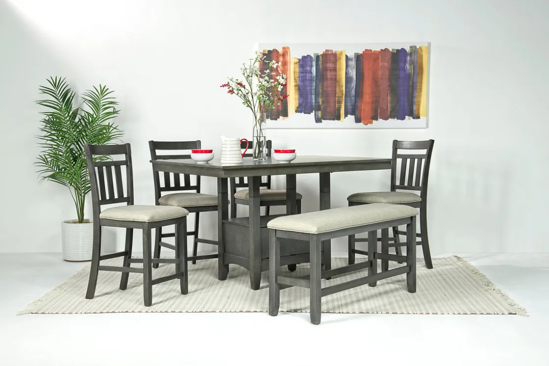 Mor Furniture Miami Adjustable Dining Table, 4 Stools & Bench In