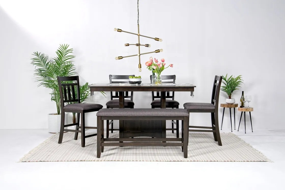 Mor Furniture Miami Adjustable Dining Table, 4 Stools & Bench In
