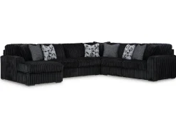 Mor Furniture Midnight Madness 4 Piece Chaise Sectional In Onyx, Right Facing
