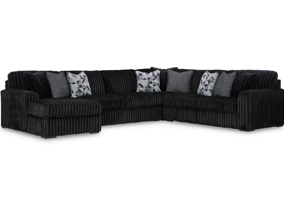 Mor Furniture Midnight Madness 4 Piece Chaise Sectional In Onyx, Right Facing