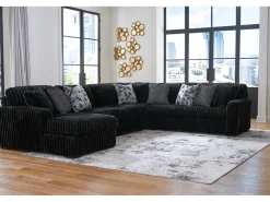 Mor Furniture Midnight Madness 4 Piece Chaise Sectional In Onyx, Right Facing