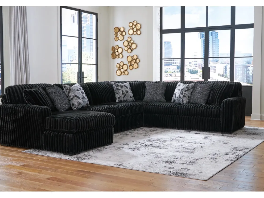 Mor Furniture Midnight Madness 4 Piece Chaise Sectional In Onyx, Right Facing