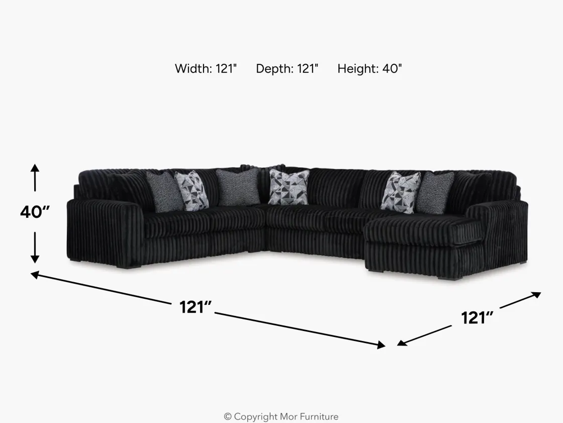 Mor Furniture Midnight Madness 3 Piece Sectional In Onyx