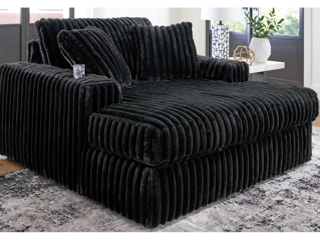 Mor Furniture Midnight Madness Chaise In Onyx