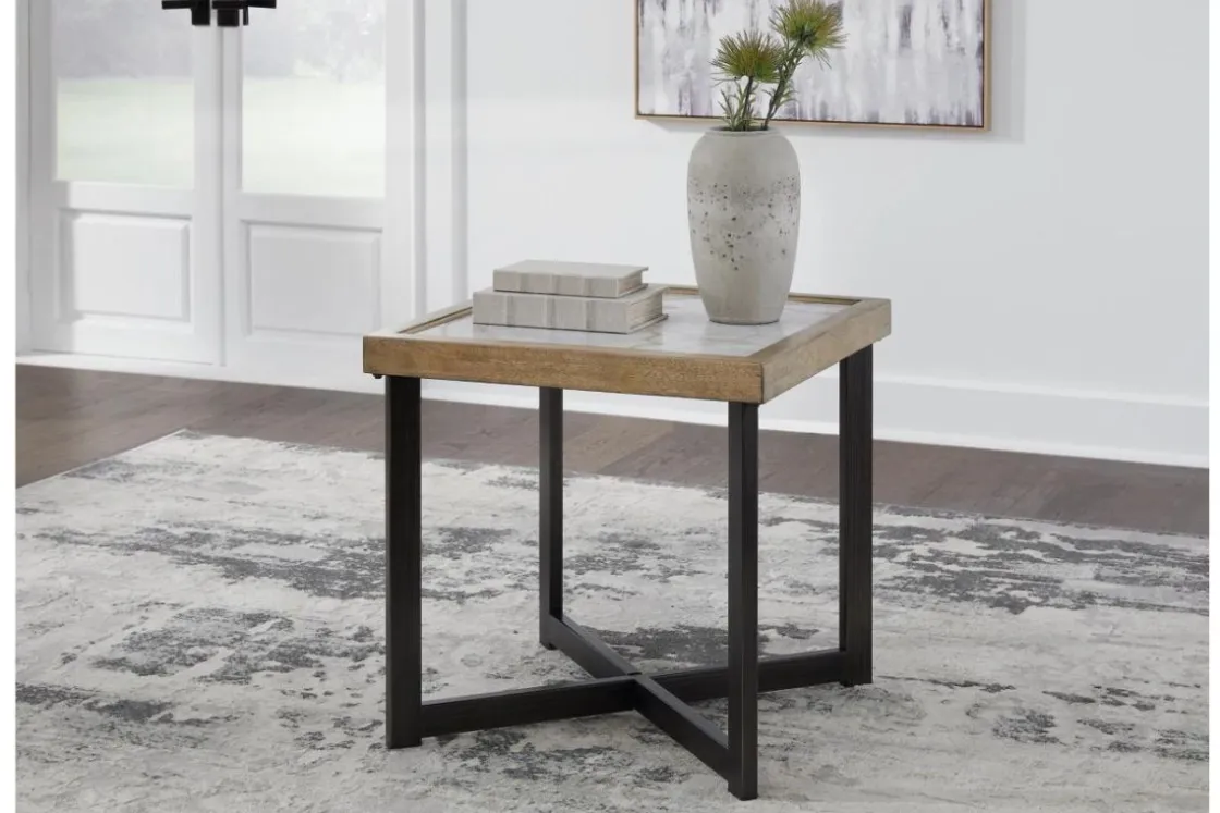 Mor Furniture Montia End Table In Brown/Black/Gray