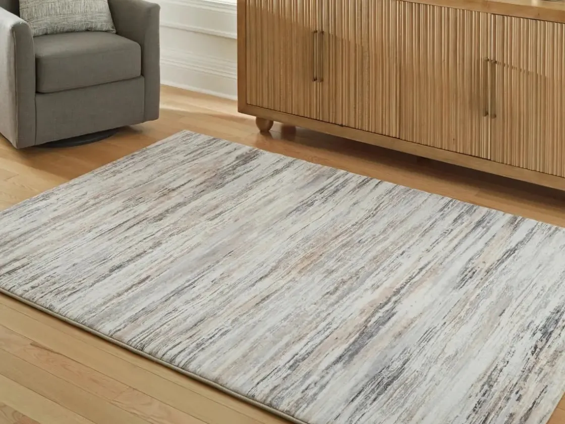 Mor Furniture Nace Abstract Rug In Gray/Taupe/White, 5’ X 7’