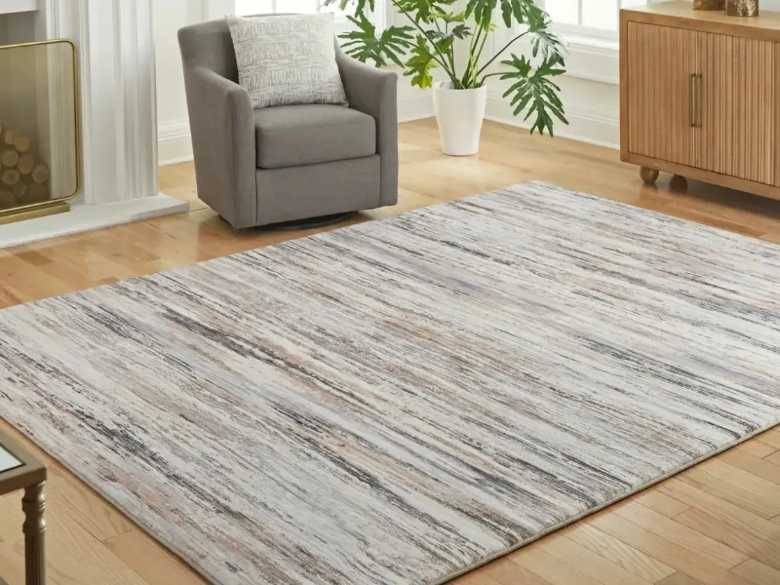 Mor Furniture Nace Abstract Rug In Gray/Taupe/White, 5’ X 7’