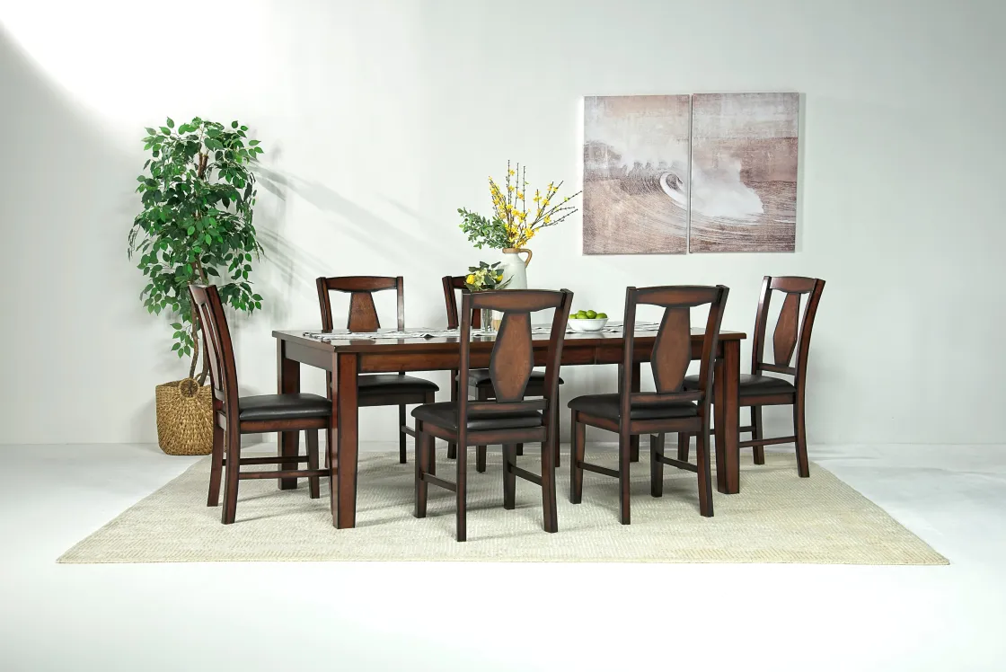 Mor Furniture Napa Extendable Dining Table & 6 Chairs In Brown