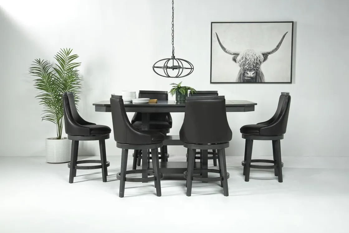 Mor Furniture New Haven Counter Height Adjustable Extendable Dining Table & 6 Stools In Brown