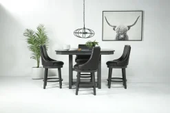 Mor Furniture New Haven Counter Height Adjustable Extendable Dining Table & 4 Stools In Gray
