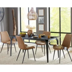 Mor Furniture Nicoya Dining Table & 4 Chairs In Black Sintered Stone