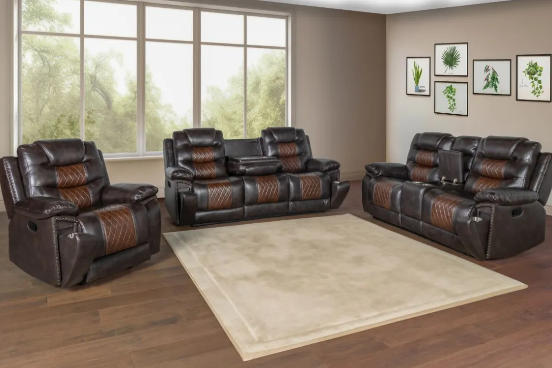 Mor Furniture Nikko Reclining Console Loveseat In Brown