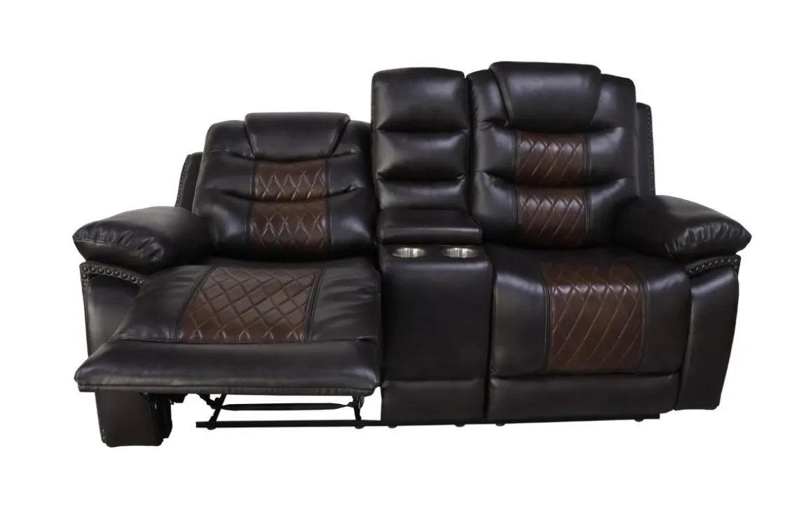Mor Furniture Nikko Reclining Sofa & Console Loveseat In Brown