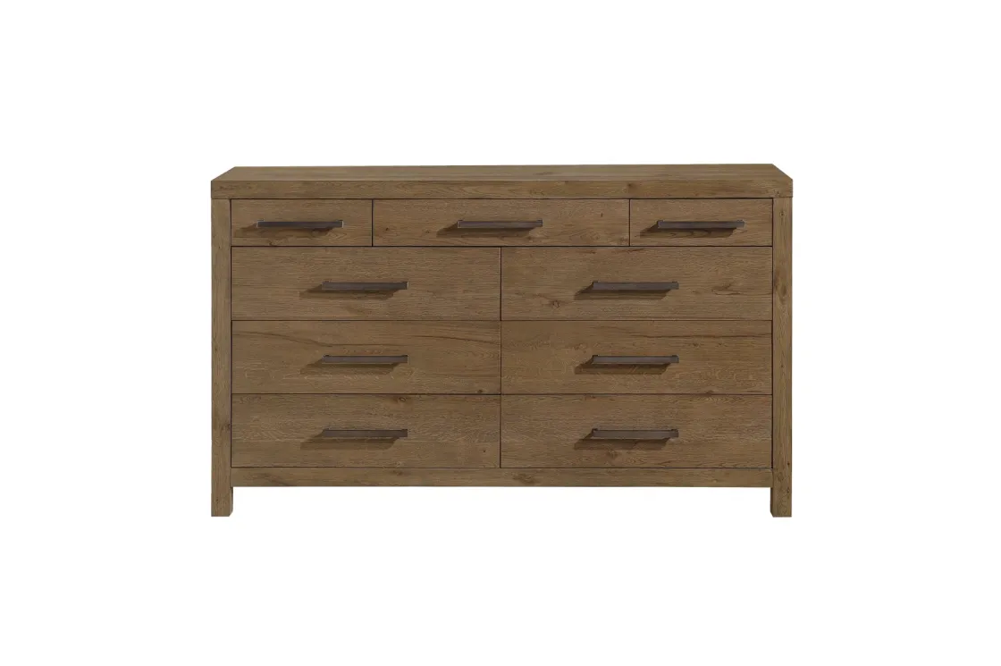 Mor Furniture Oaklyn Upholstered Panel Bed, Dresser, Mirror & Nightstand In Brown, Queen