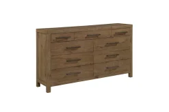 Mor Furniture Oaklyn Upholstered Panel Bed, Dresser, Mirror & Nightstand In Brown, Queen