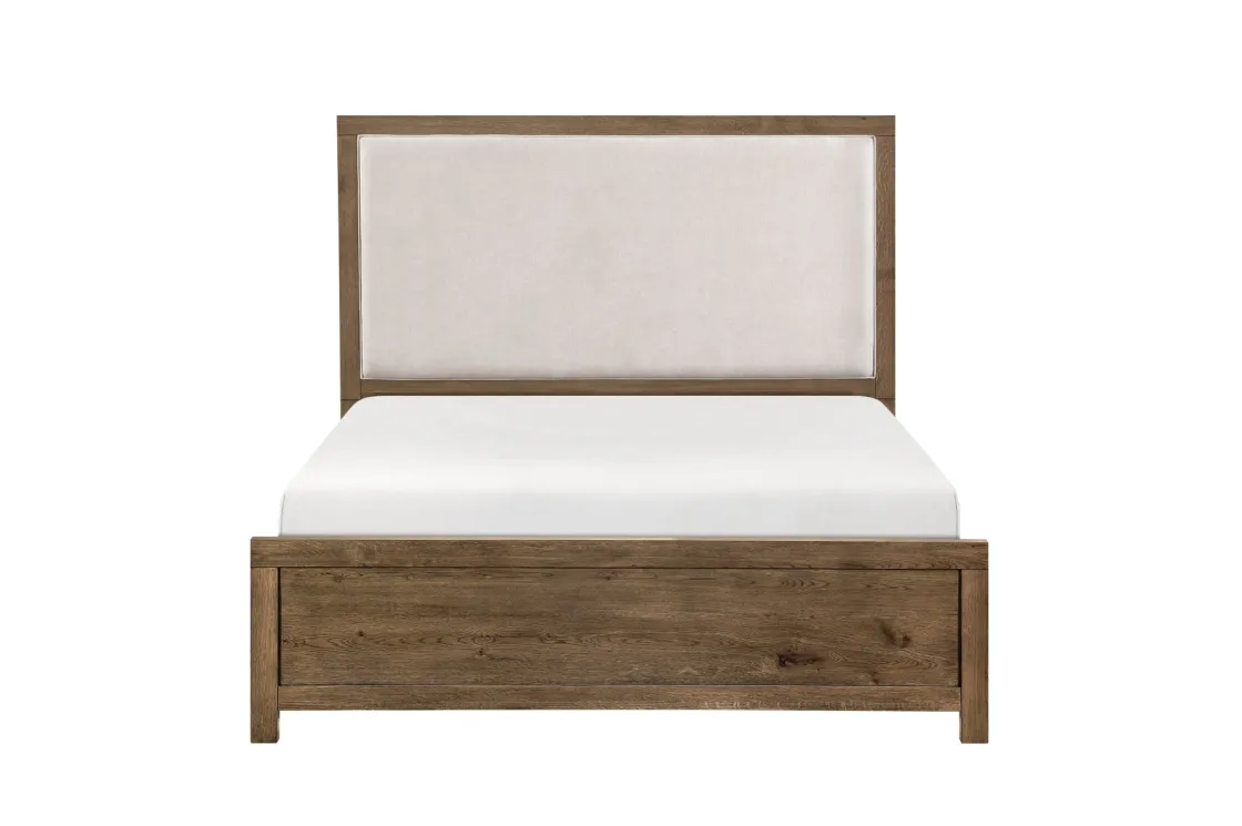 Mor Furniture Oaklyn Upholstered Panel Bed In Brown, Queen