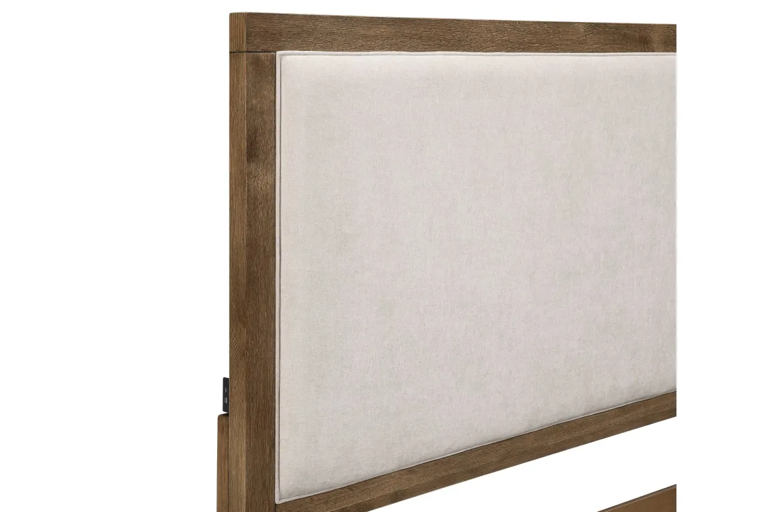 Mor Furniture Oaklyn Upholstered Panel Bed In Brown, Queen