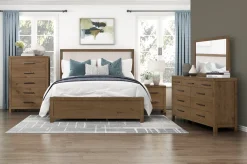 Mor Furniture Oaklyn Upholstered Panel Bed In Brown, Queen
