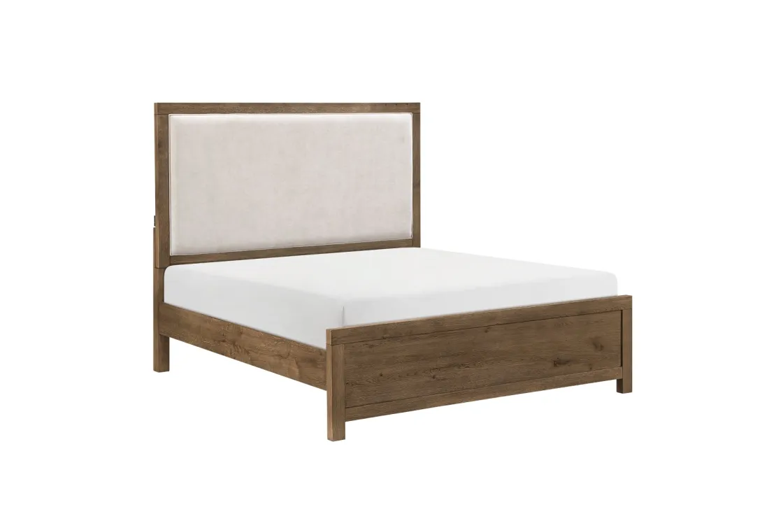 Mor Furniture Oaklyn Upholstered Panel Bed In Brown, Queen