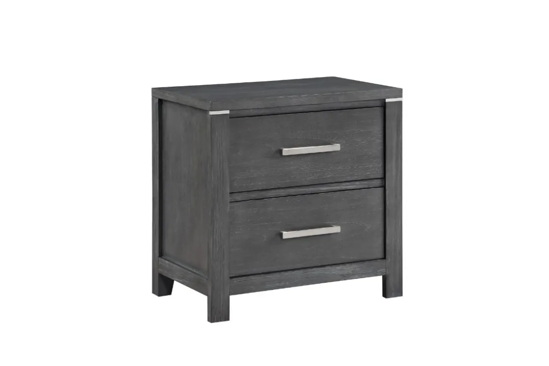 Mor Furniture Odessa Panel Bed, Dresser, Mirror & Nightstand In Charcoal, Queen