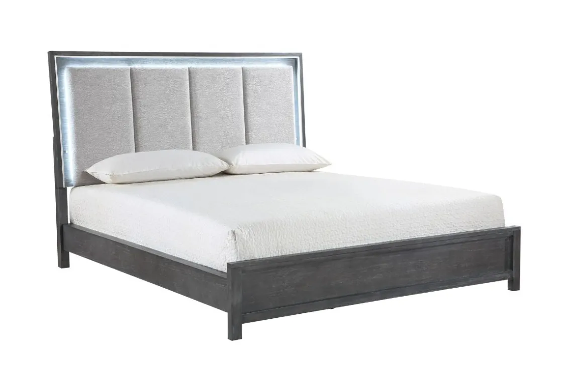 Mor Furniture Odessa Panel Bed In Charcoal, Queen