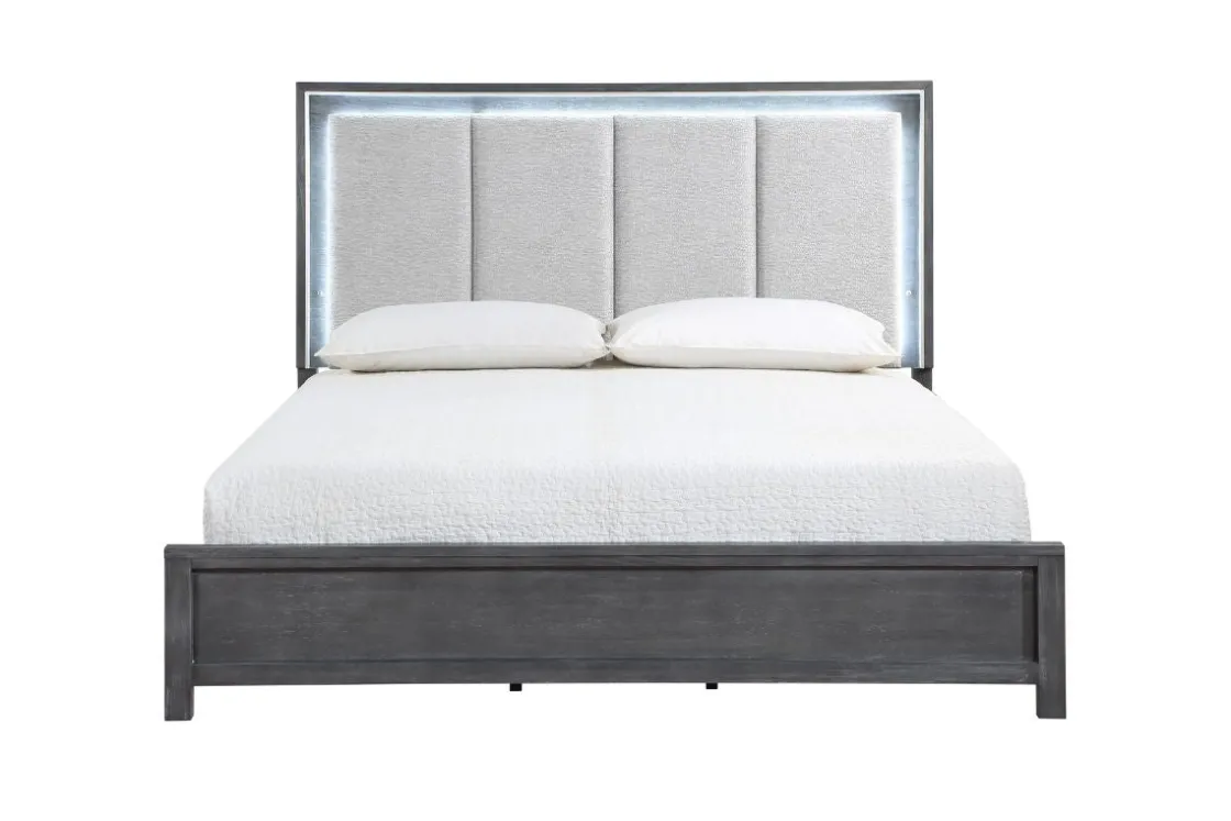 Mor Furniture Odessa Panel Bed In Charcoal, Queen