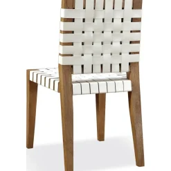 Mor Furniture One Side Chair In Bisque, Woven Leather, Set Of 2