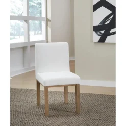 Mor Furniture One Side Chair In Bisque, Woven Leather, Set Of 2