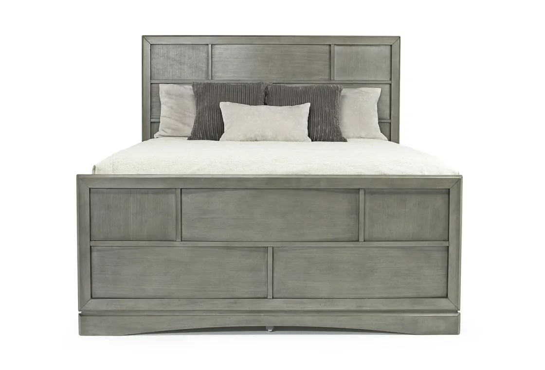 Mor Furniture Ontario Panel Bed W/ Storage In Gray, Eastern King