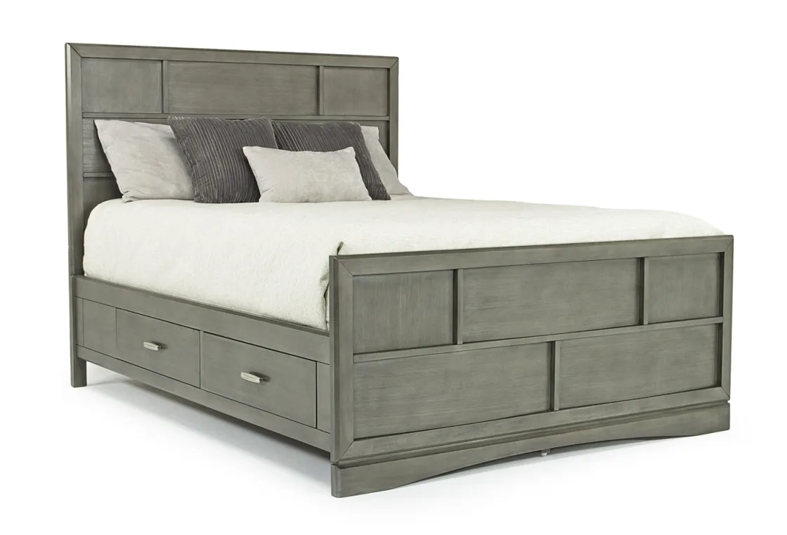 Mor Furniture Ontario Panel Bed W/ Storage In Gray, Eastern King