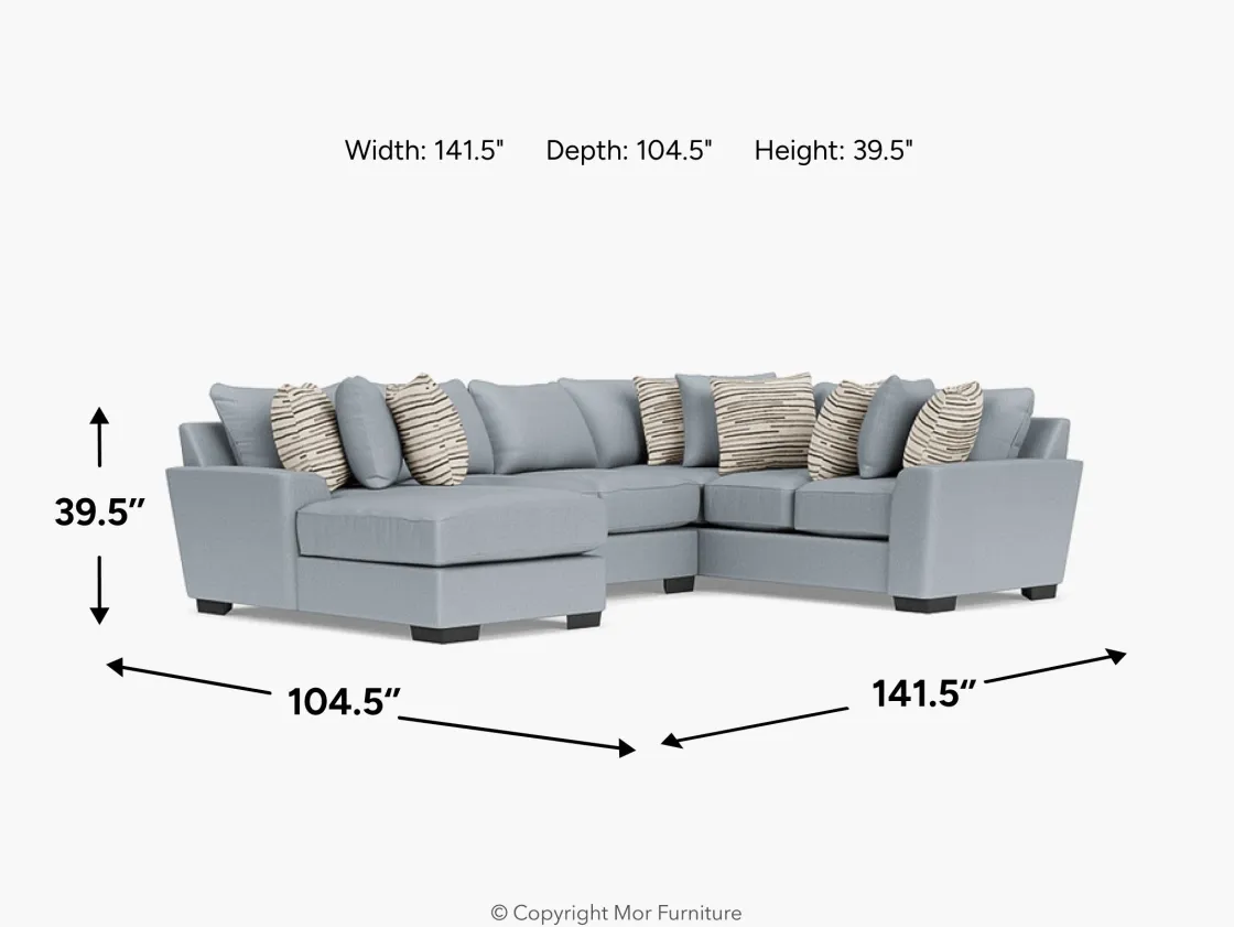 Mor Furniture Oracle Tux Loveseat Chaise Sectional, Left Facing, Down - Custom Order