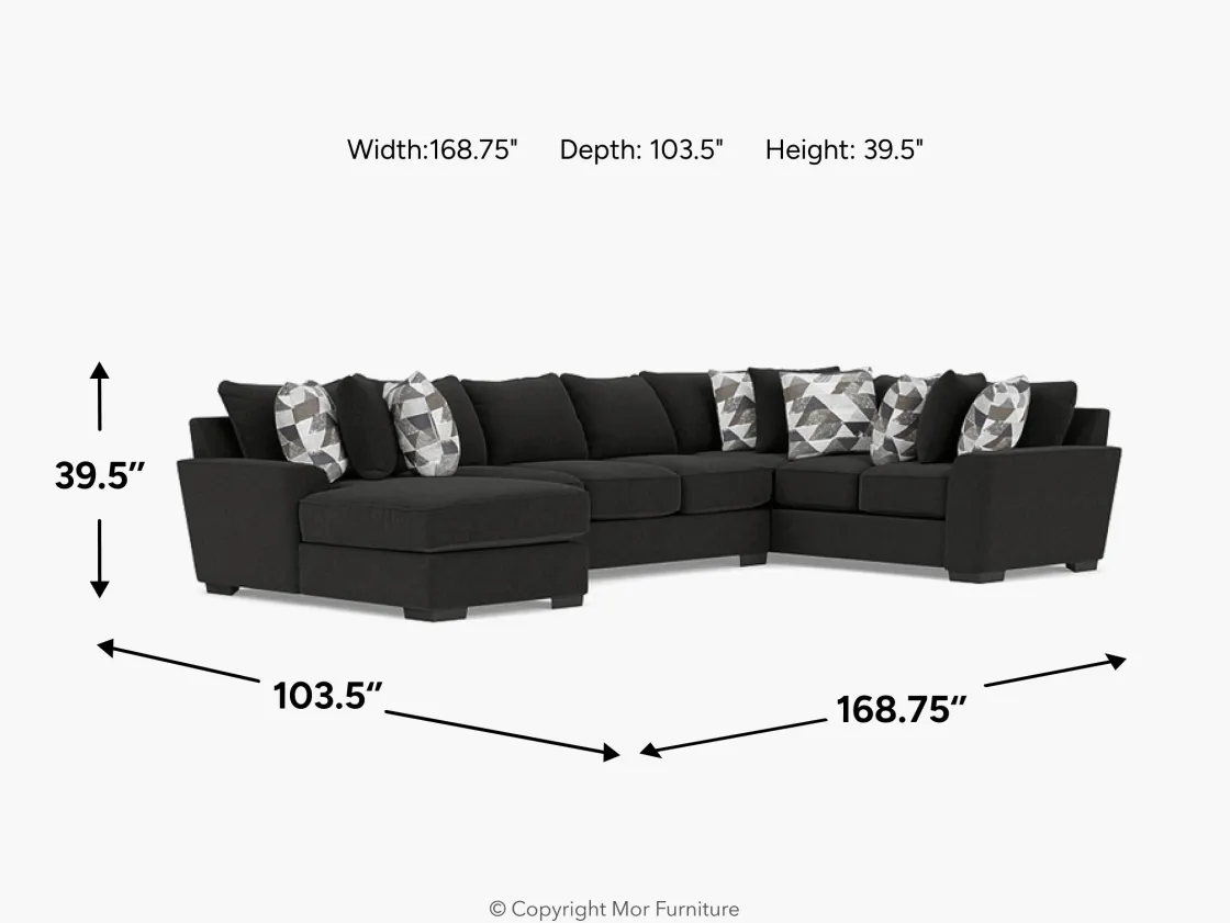 Mor Furniture Oracle Tux Sofa Chaise Sectional, Left Facing, Down - Custom Order