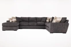 Mor Furniture Oracle Tux Sofa Chaise Sectional In Envy Ebony, Left Facing, Down