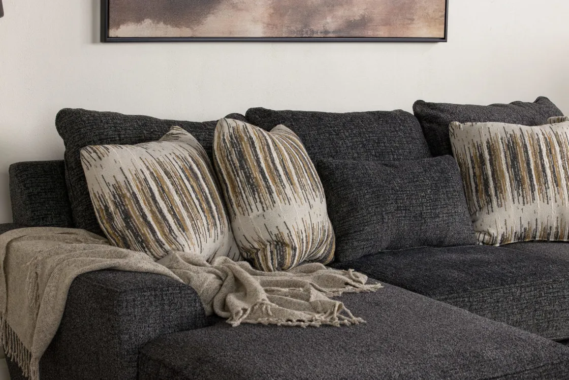 Mor Furniture Oracle Tux Sofa Chaise Sectional In Envy Ebony, Left Facing, Down