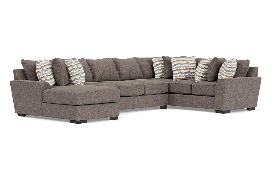 Mor Furniture Oracle Tux Sofa Chaise Sectional In Envy Ebony, Left Facing, Down