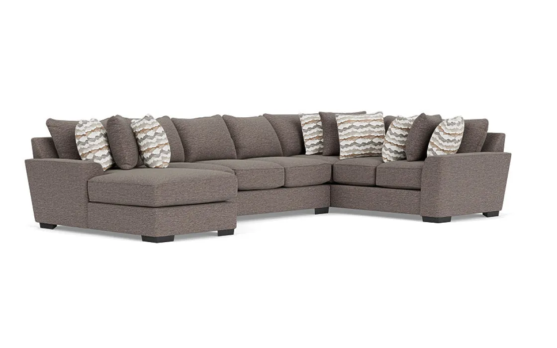 Mor Furniture Oracle Tux Sofa Chaise Sectional In Envy Ebony, Left Facing, Down